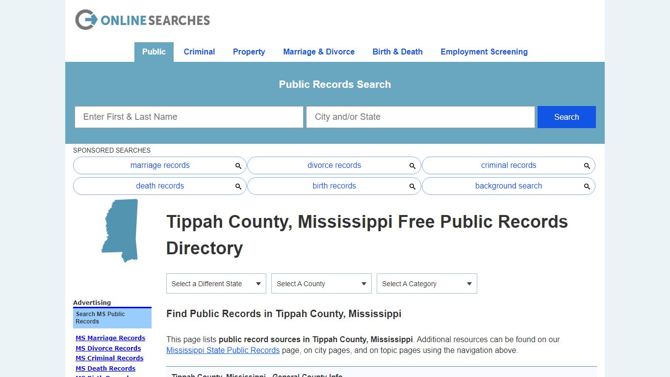 Tippah County, Mississippi Public Records Directory