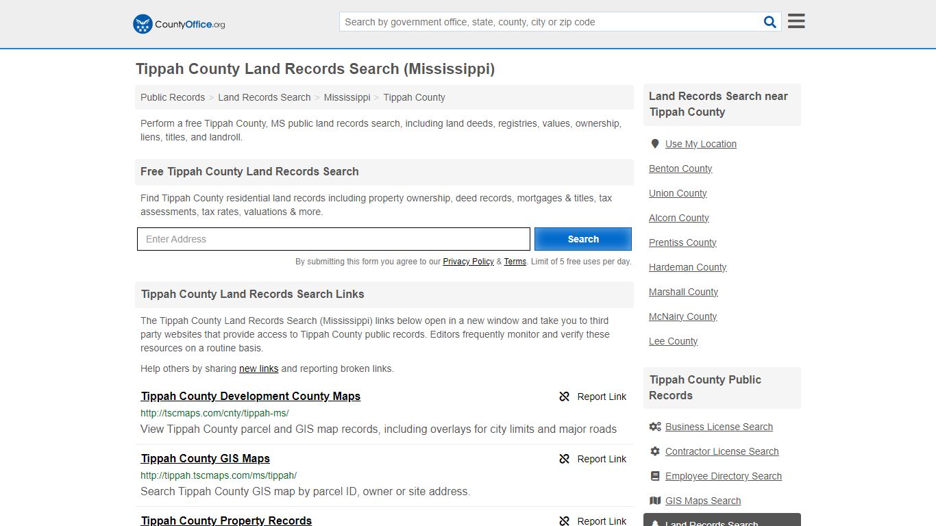 Tippah County Land Records Search (Mississippi) - County Office