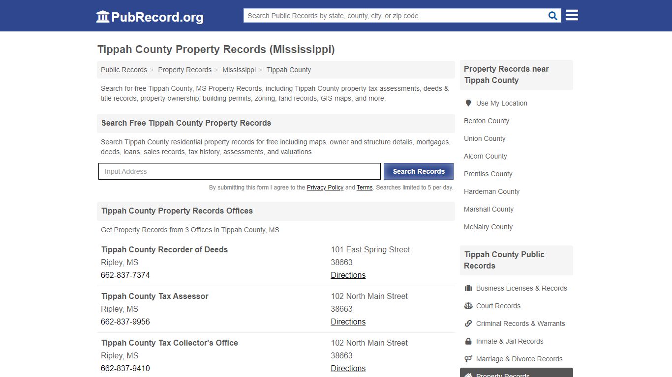 Tippah County Property Records (Mississippi) - Public Record