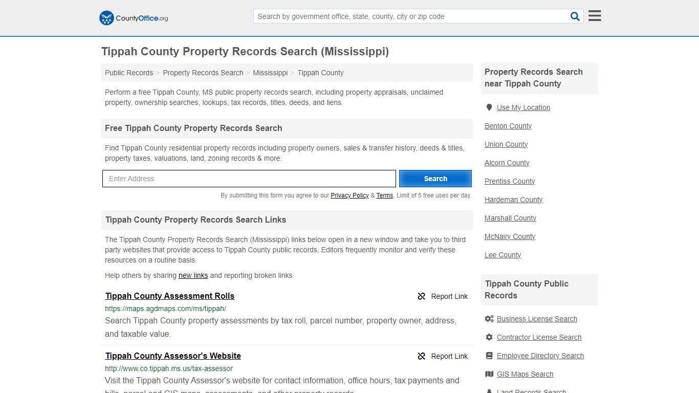 Tippah County Property Records Search (Mississippi) - County Office