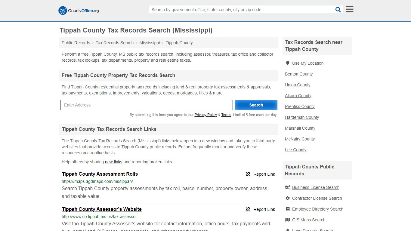 Tippah County Tax Records Search (Mississippi)